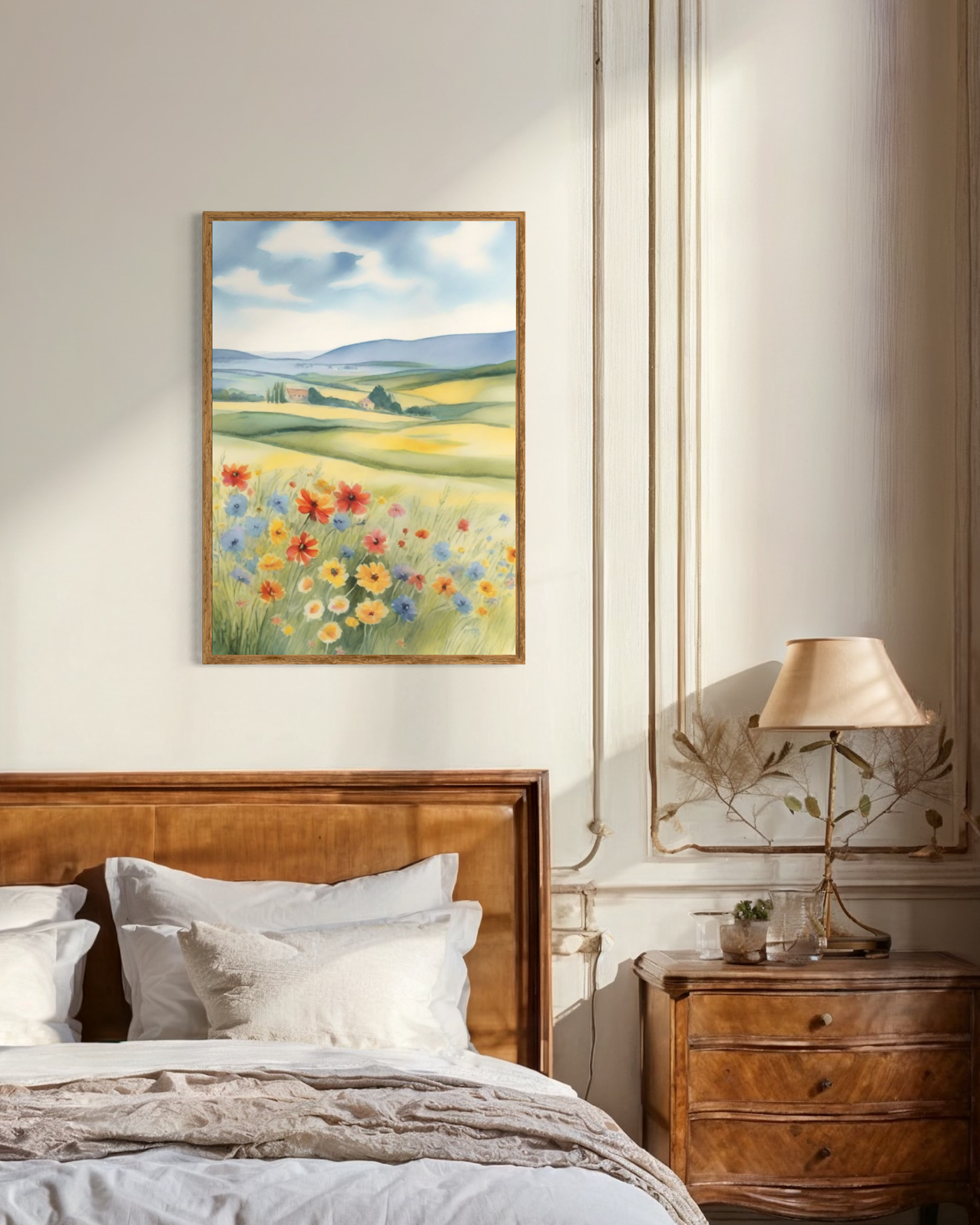 Beautiful Landscape With Flower Poster