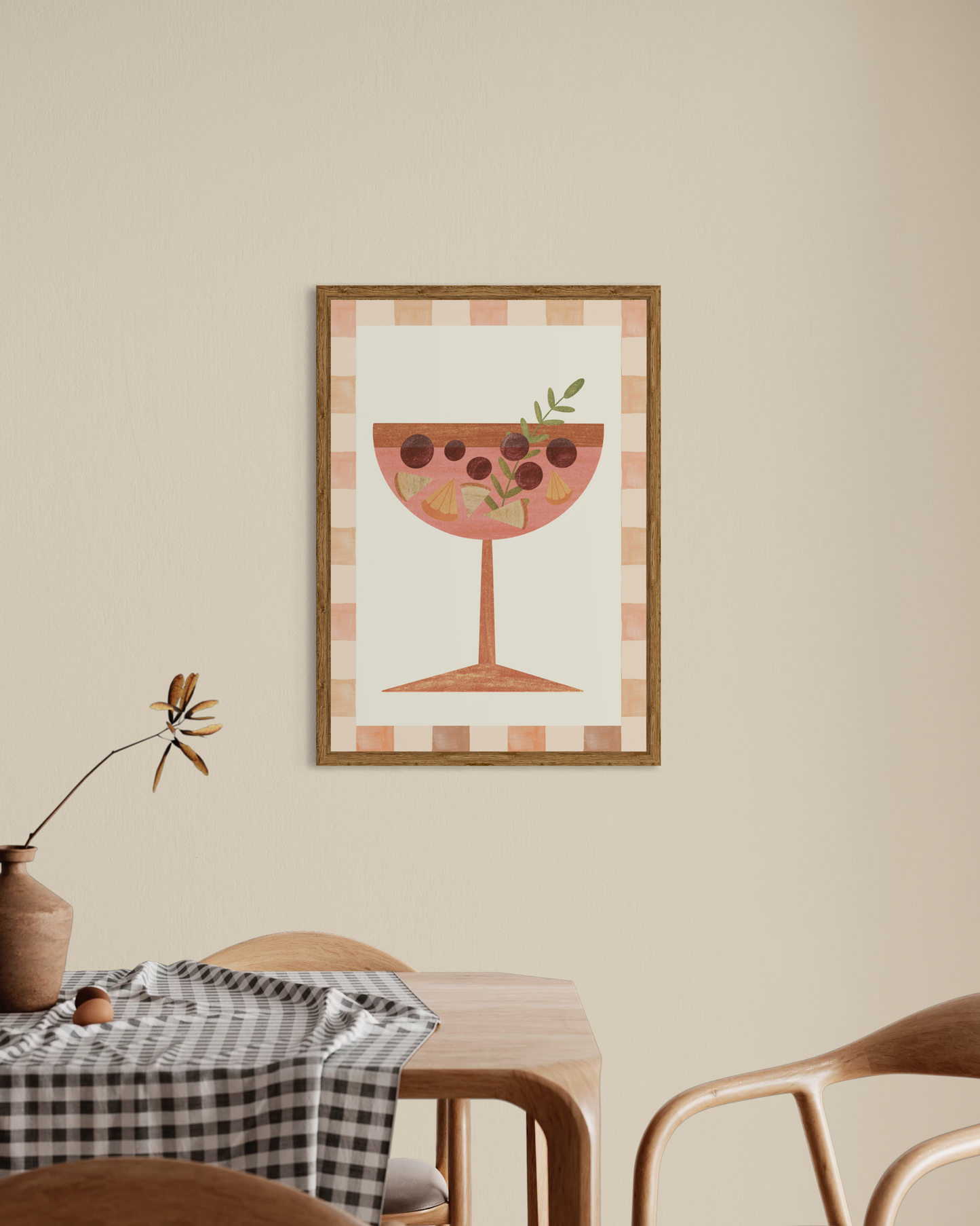 Checkered Cocktail Glass Poster