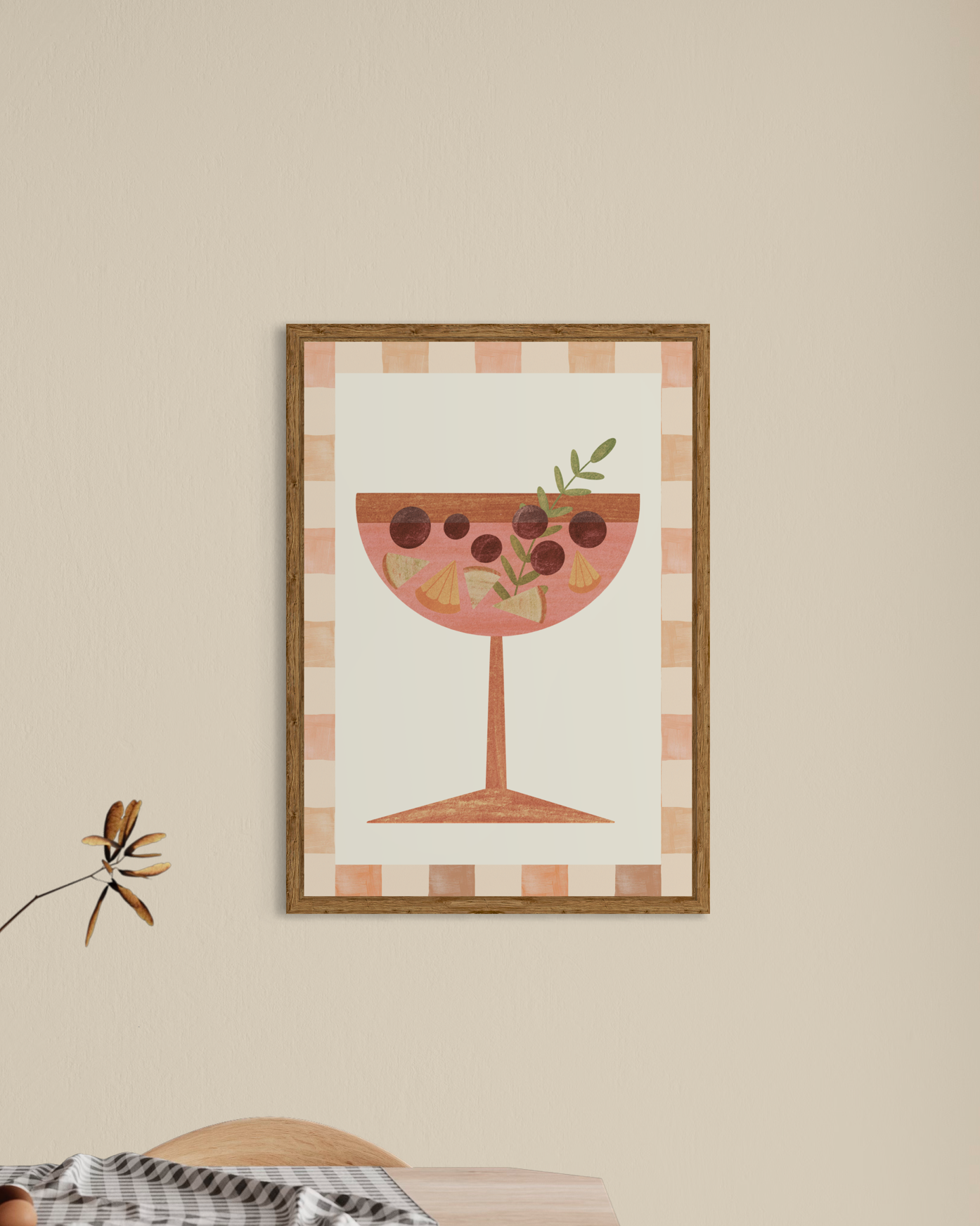 Checkered Cocktail Glass Poster