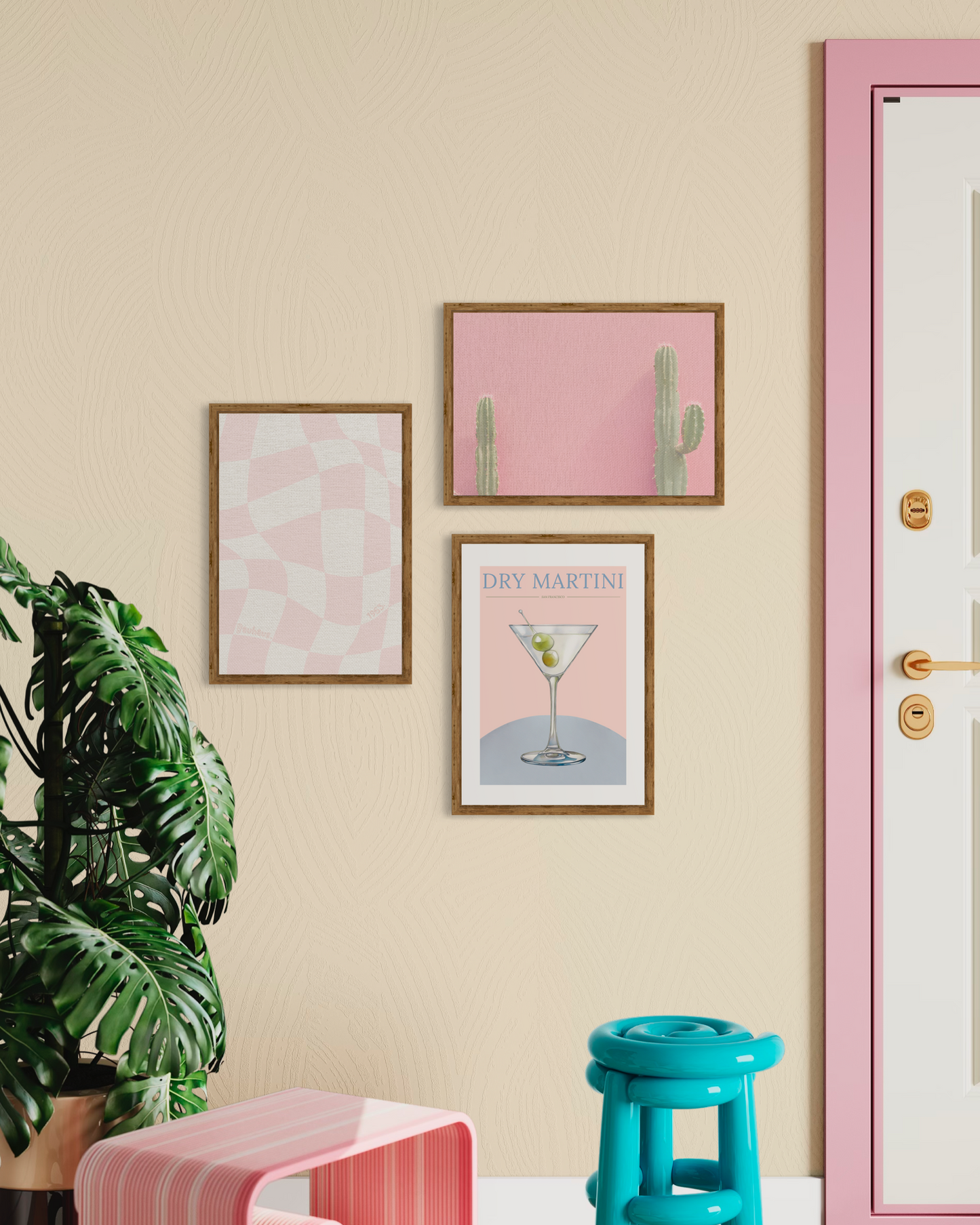 Colorful Textile Structured Cactus Poster