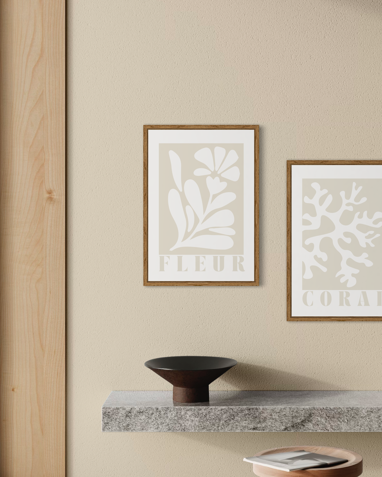 Minimalist White & Beige Flower Poster