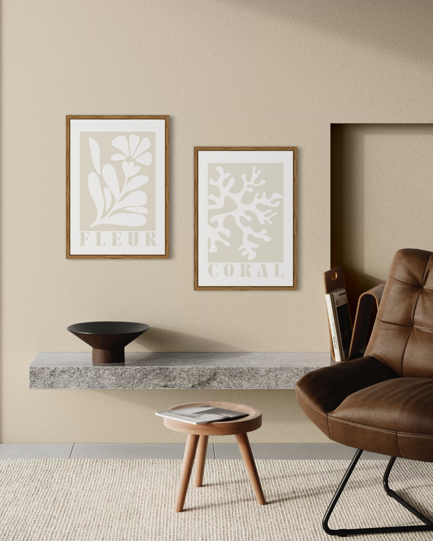 Minimalist White & Beige Flower Poster
