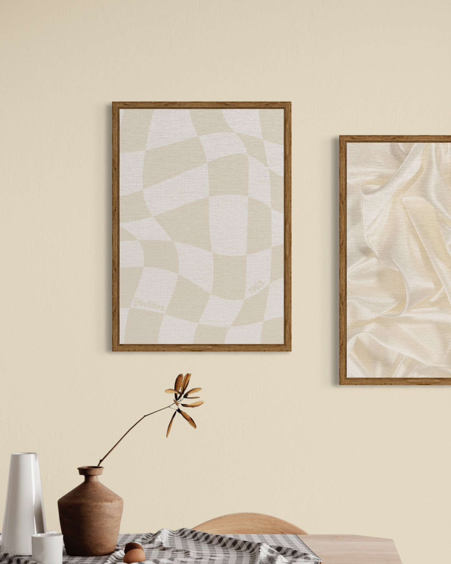 Beige Checkered Bauhaus Poster