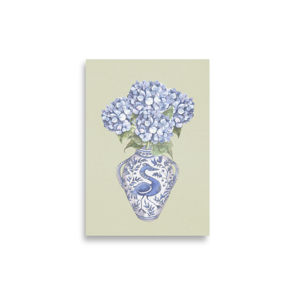 Vintage Blue Hydrangeas Poster