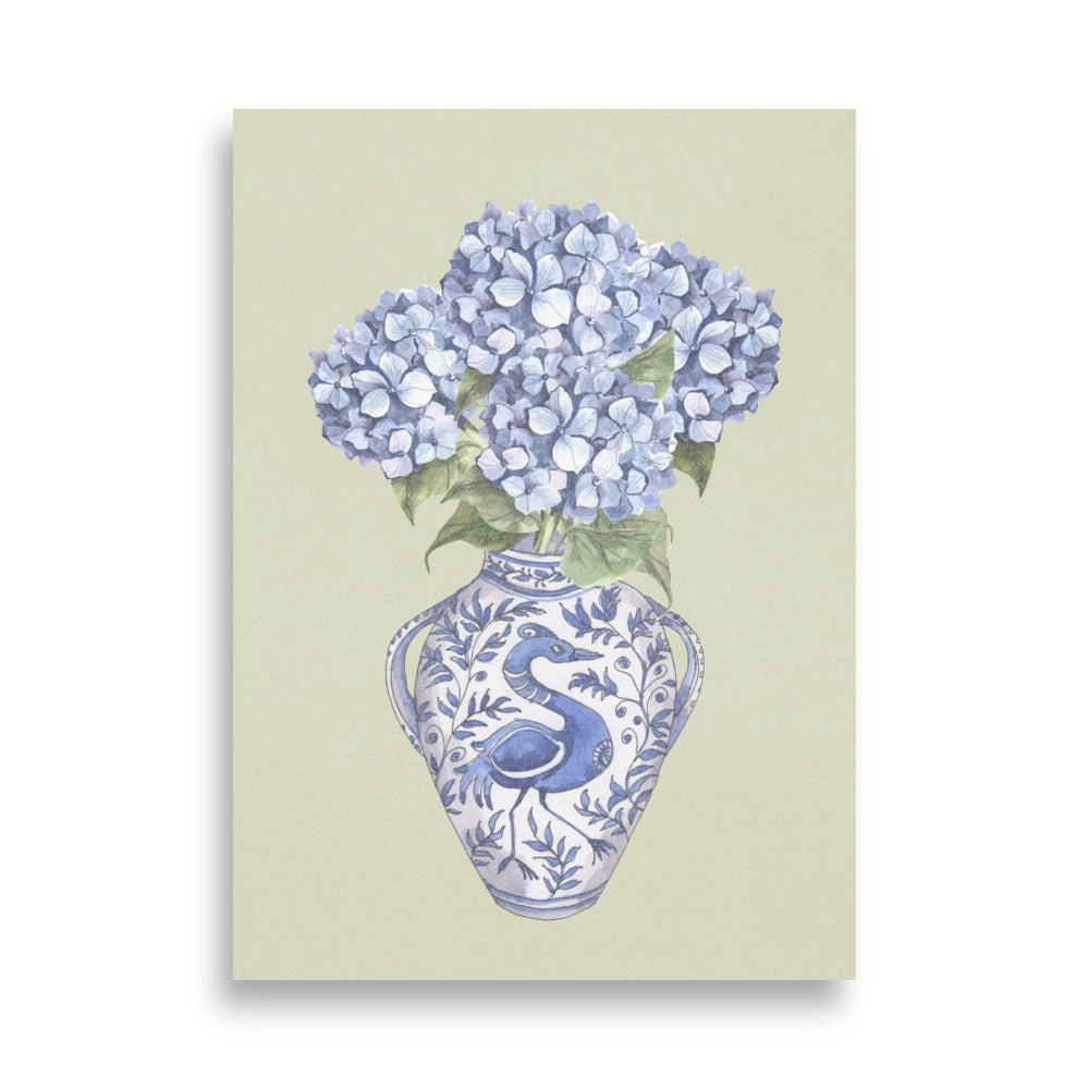Vintage Blue Hydrangeas Poster