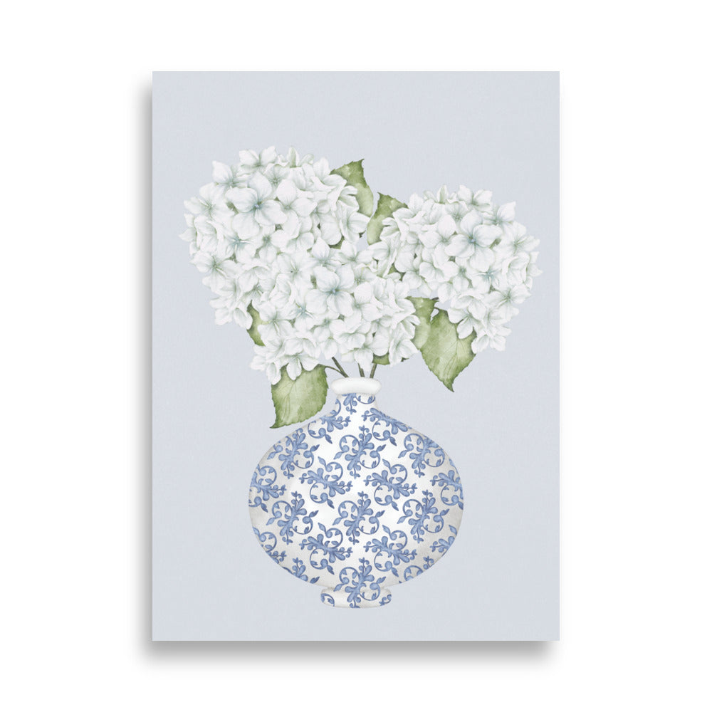 Vintage White Hydrangeas Poster