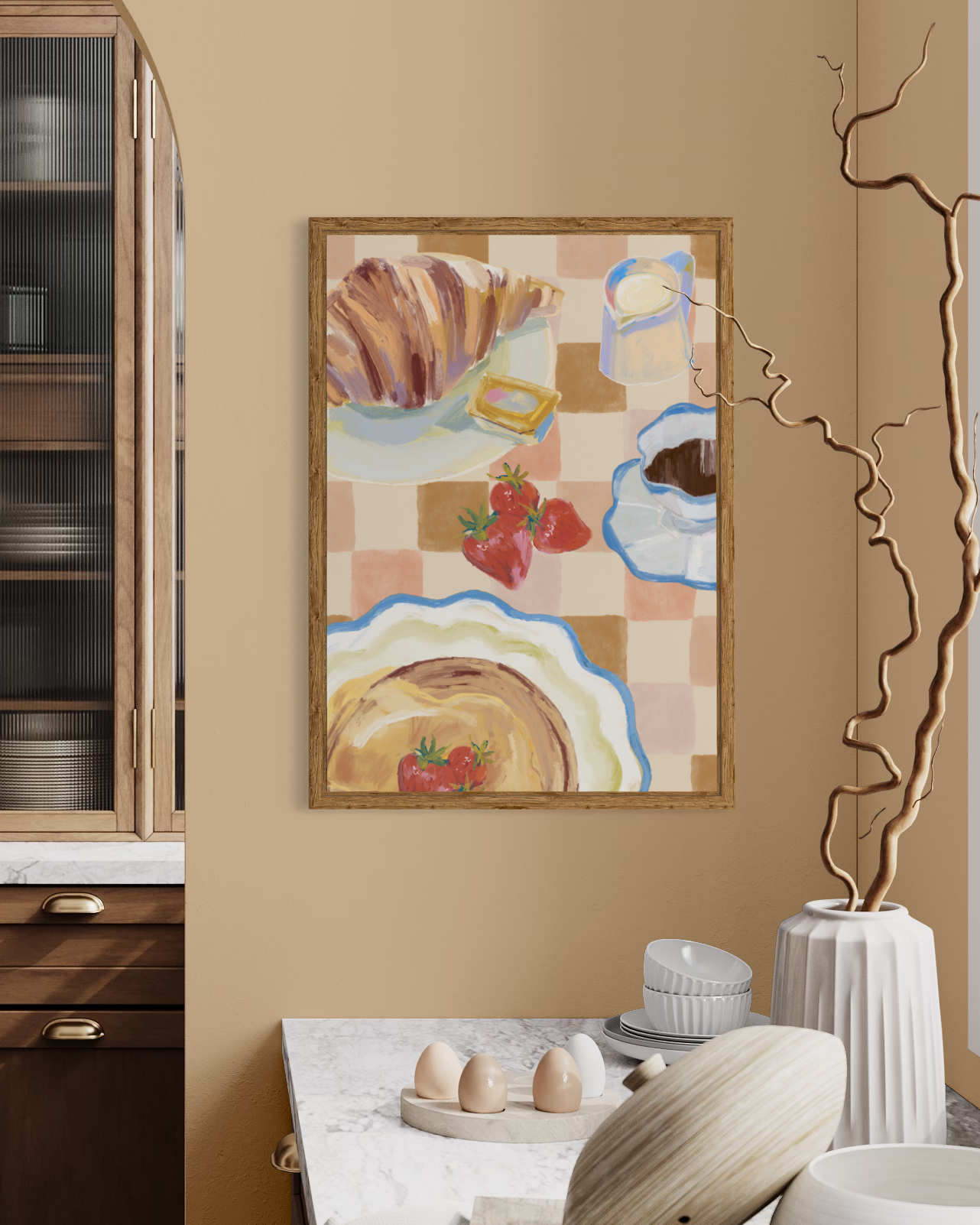 Checkered Tablecloth Breakfast Poster