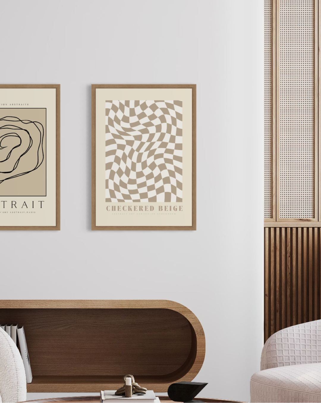 Checkered Beige Poster