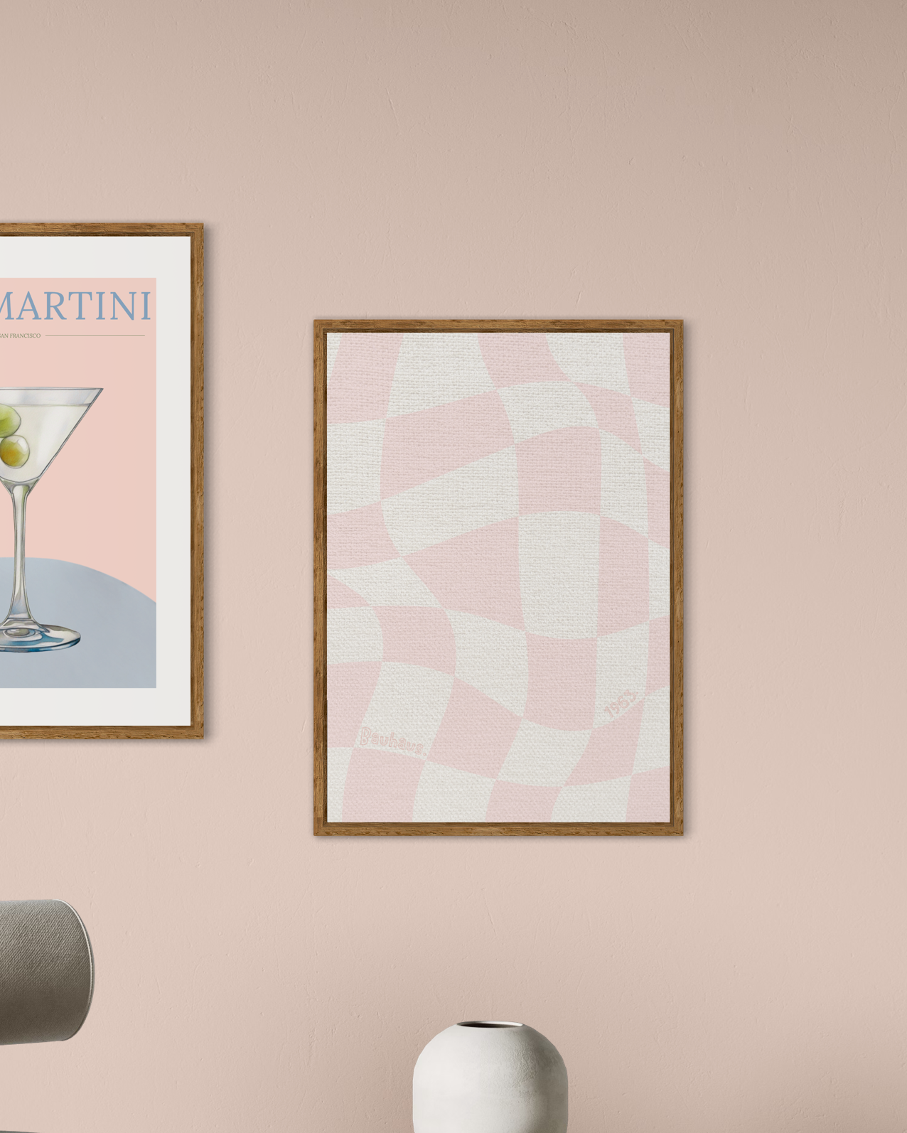 Pink Checkered Bauhaus Poster
