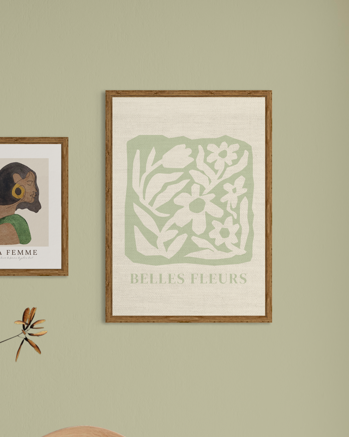 Green Belle Fleurs Linen Texture Poster