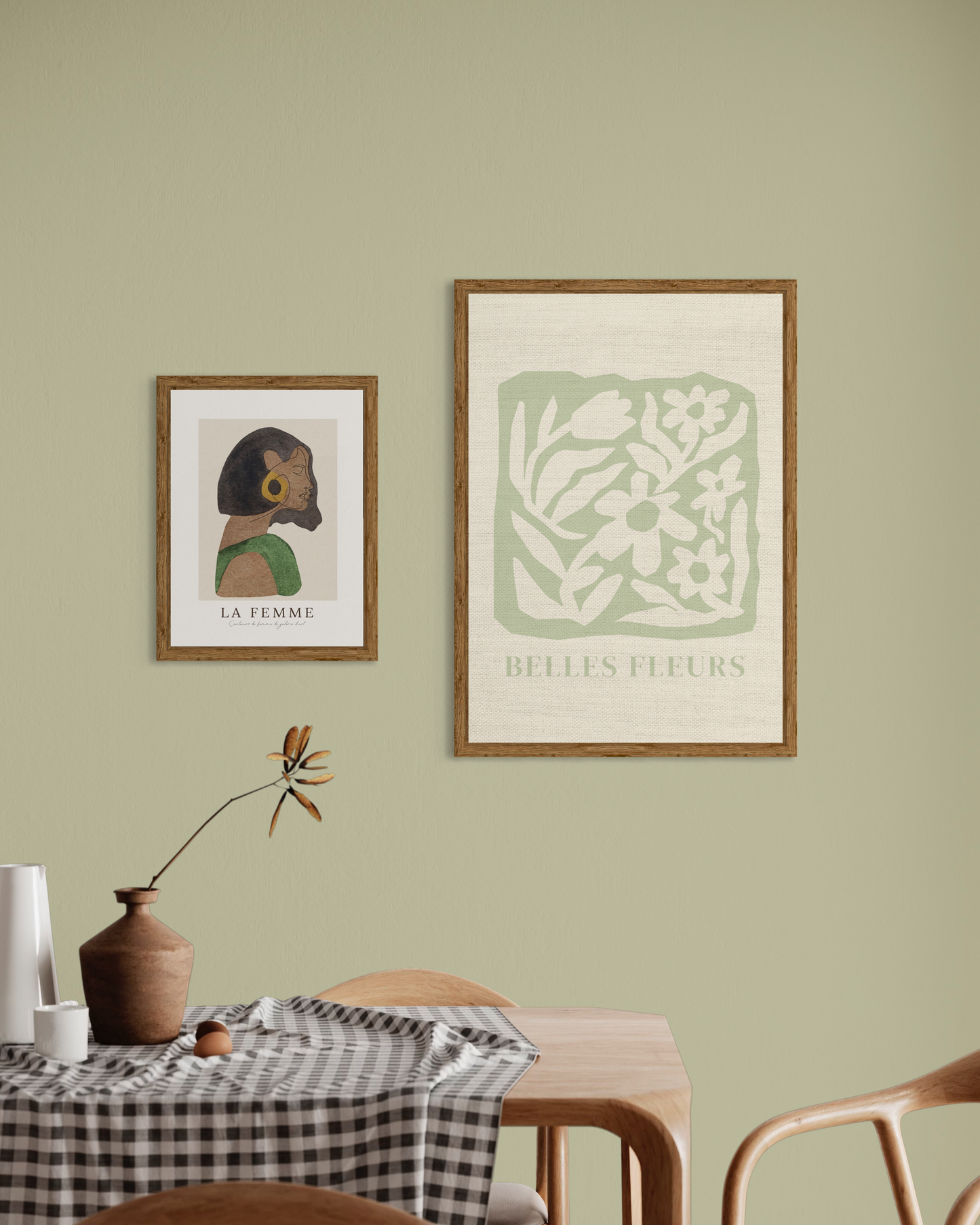 Green Belle Fleurs Linen Texture Poster