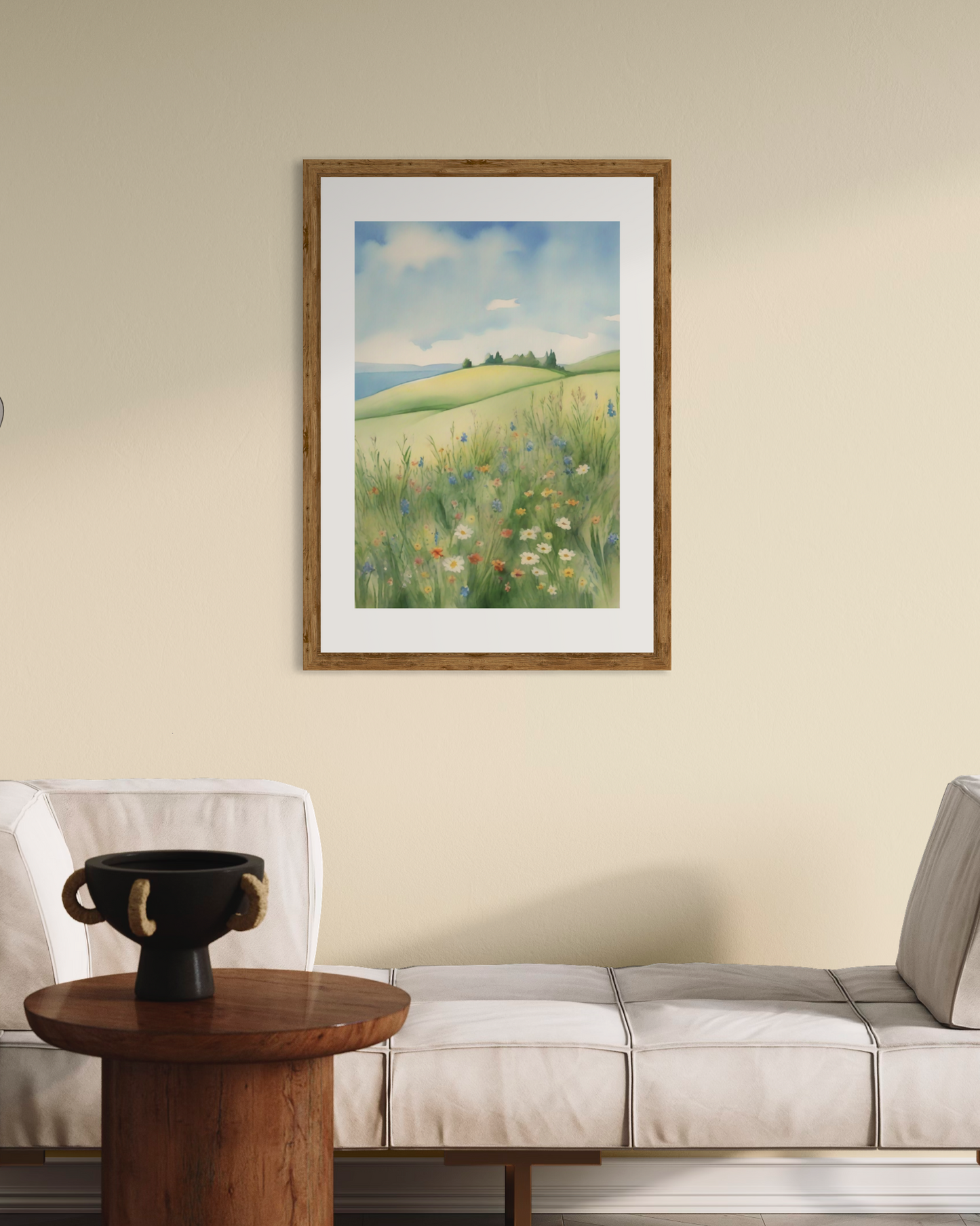 Landscape With Hills & Flowers Poster