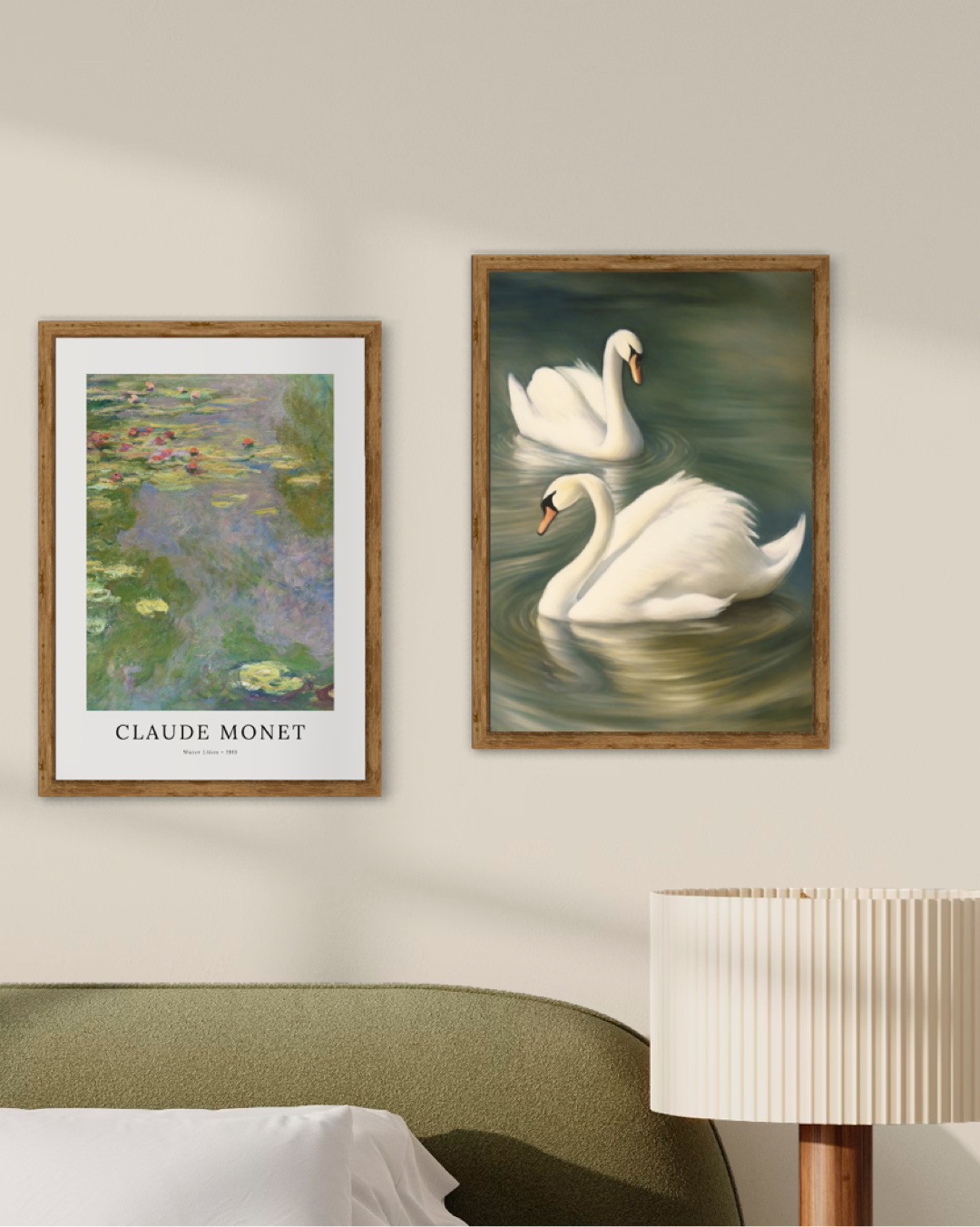Two Swans In A Pond Poster