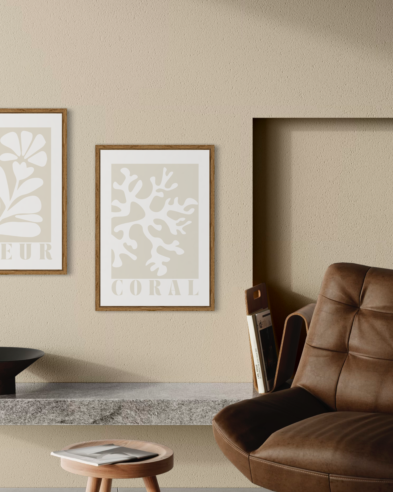 Minimalist White & Beige Coral Poster
