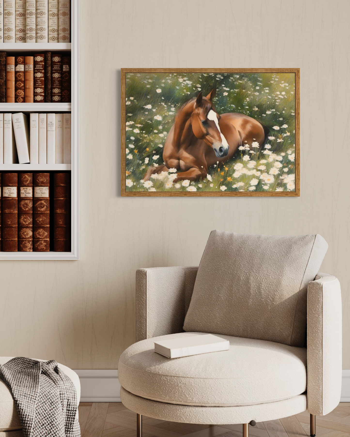 Horse Surrounded By White Flowers Poster