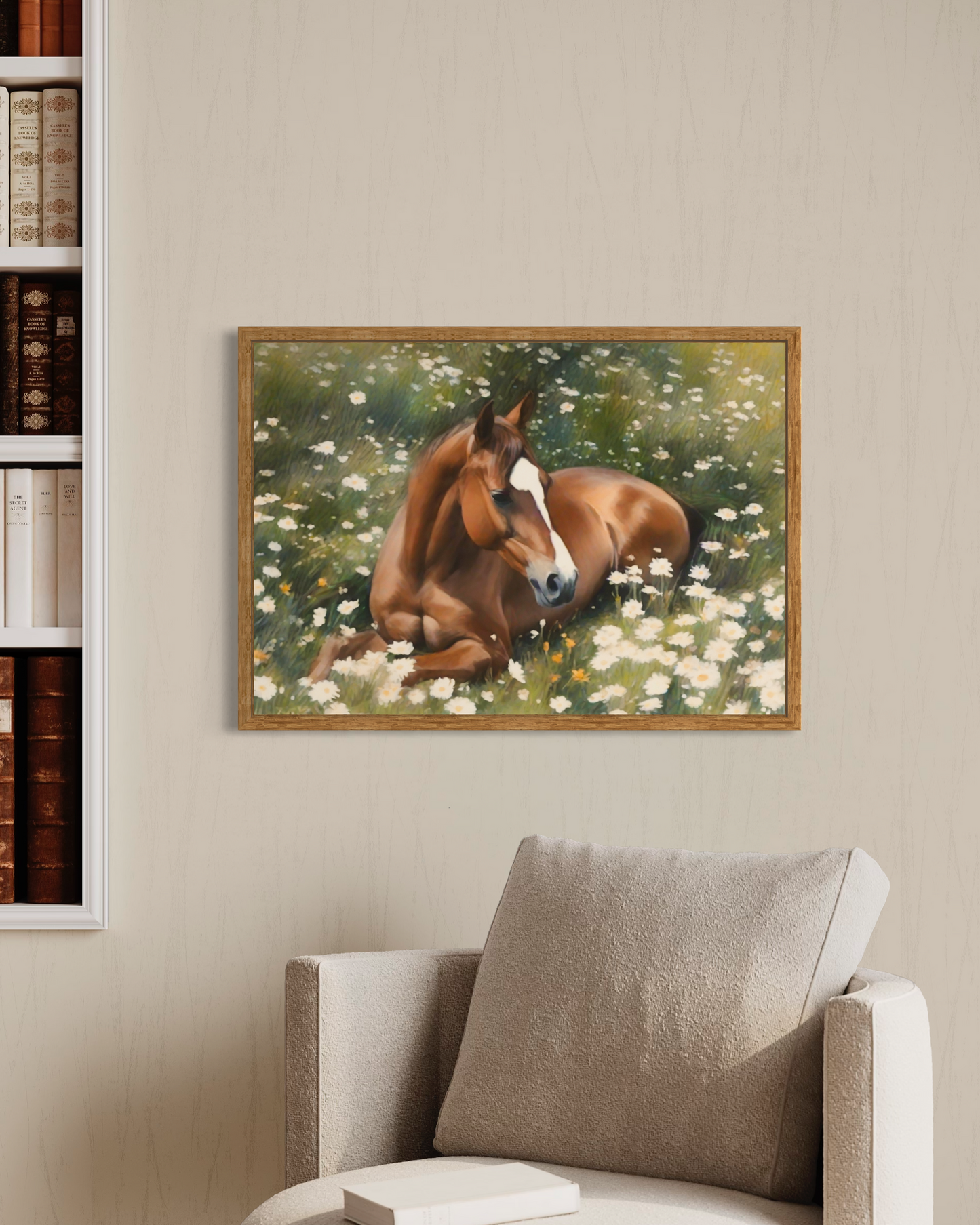 Horse Surrounded By White Flowers Poster
