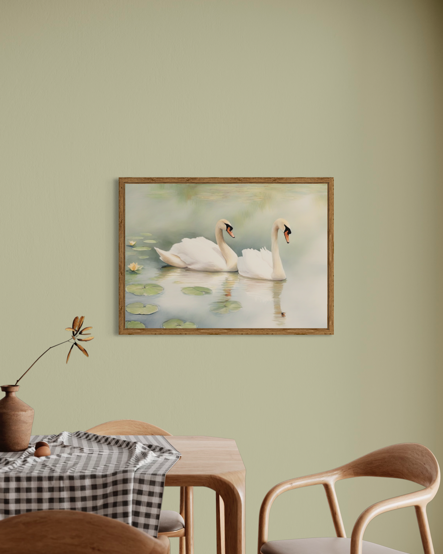 Vintage Swans & Water Lilies Poster