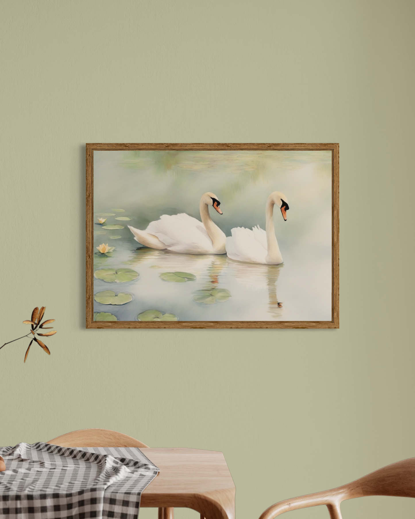 Vintage Swans & Water Lilies Poster