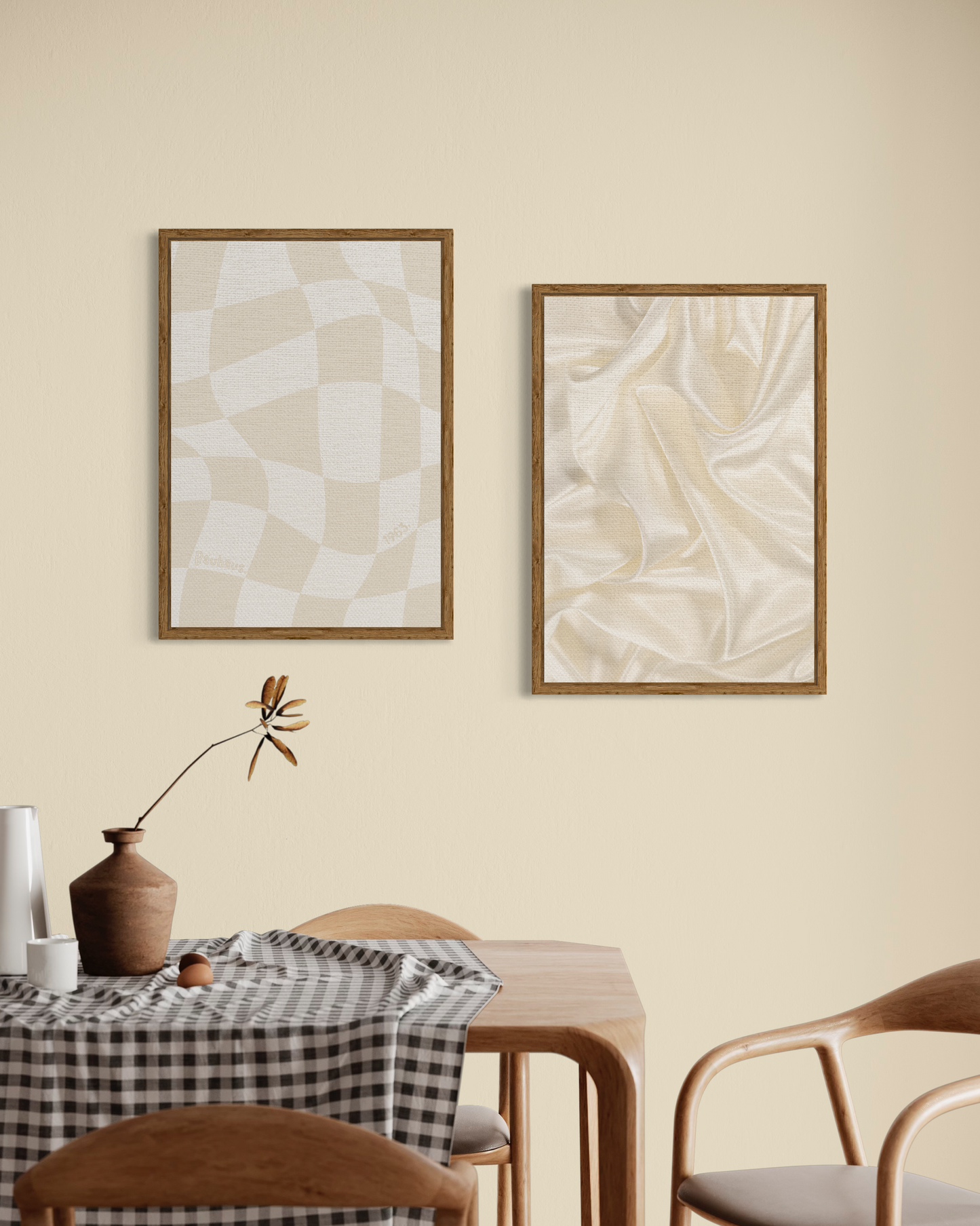 Beige Checkered Bauhaus Poster