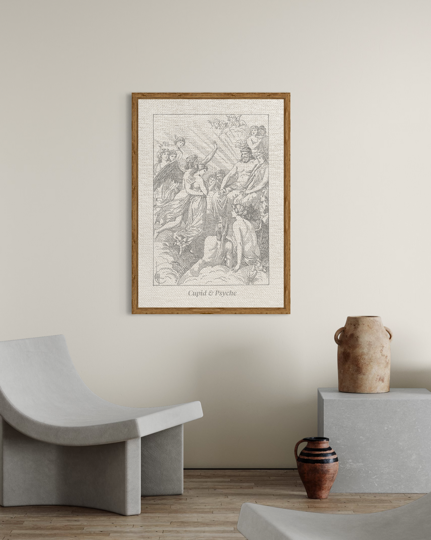 Cupid and Psyche Roman Mythology Textile Poster