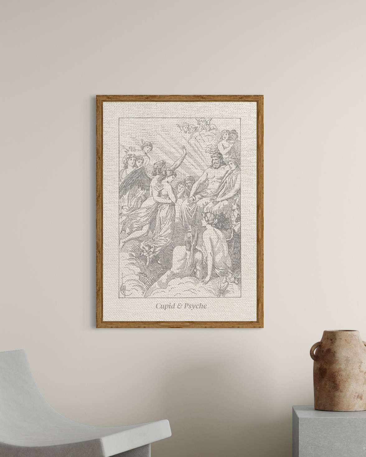 Cupid and Psyche Roman Mythology Textile Poster