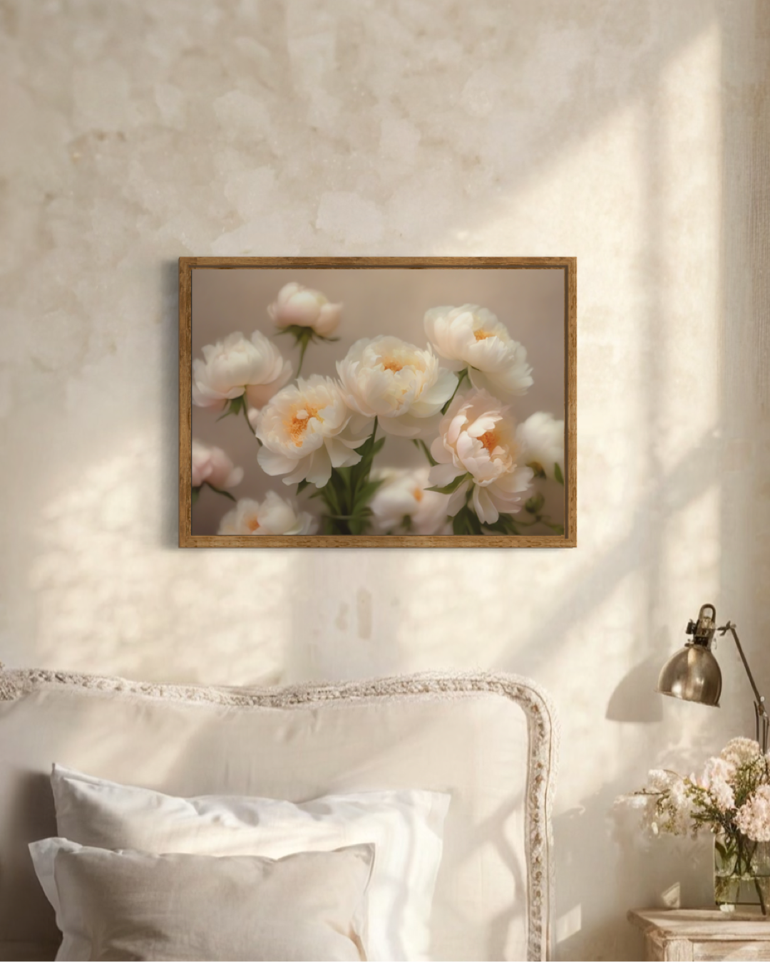 White And Soft Pink Peonies Poster